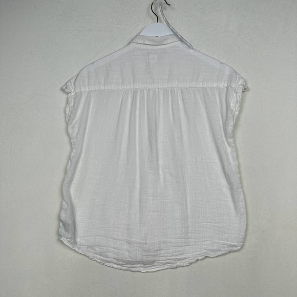 Gap Women's Sz S White Short Sleeve Collared Button Down Blouse Top Cotton Blend - Picture 8 of 8
